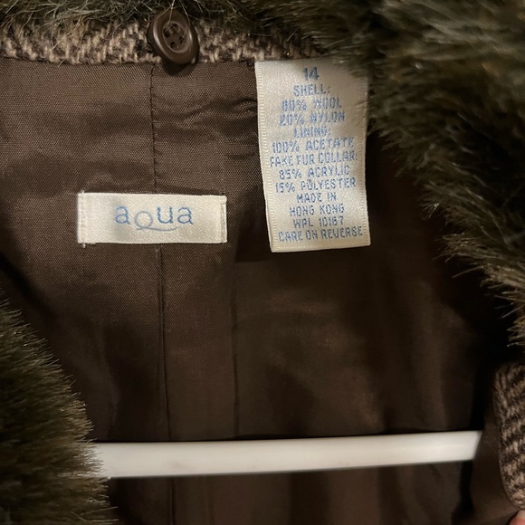 Vintage brown knit jacket with faux fur collar - Picture 3 of 3